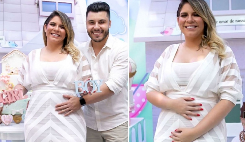 Marília Mendonça revela sexo do bebê em sua festa de&nbsp;aniversário
