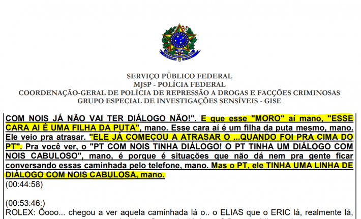 ‘O PT tinha diálogo com nóis cabuloso’, diz líder do PCC grampeado, ao atacar&nbsp;Moro