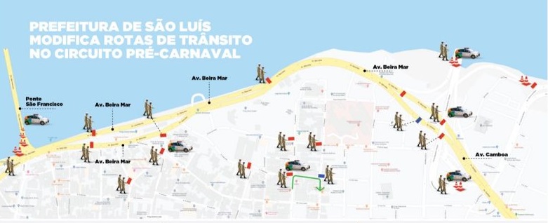 Prefeitura de São Luís modifica rotas de trânsito no circuito&nbsp;pré-Carnaval