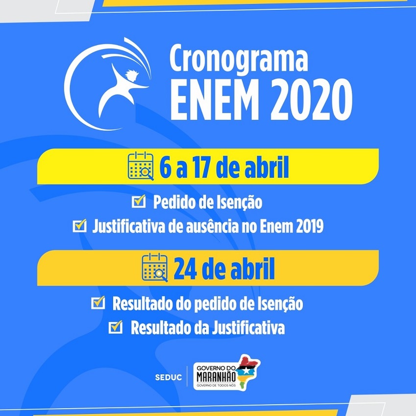 Inscrições para pedidos de isenção de taxa do Enem 2020 estão&nbsp;abertas