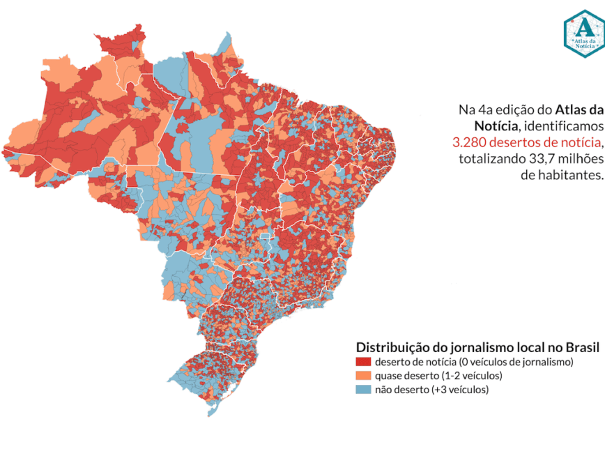 Atlas da Notícia: 33,7 milhões de brasileiros vivem em desertos de&nbsp;notícias