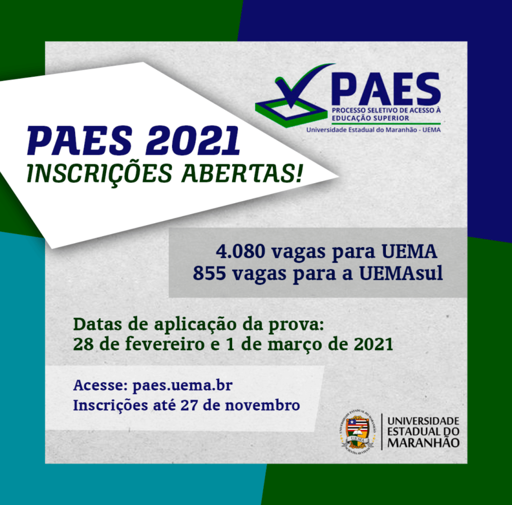 Inscrições para o PAES 2021 podem ser feitas até 27 de&nbsp;novembro