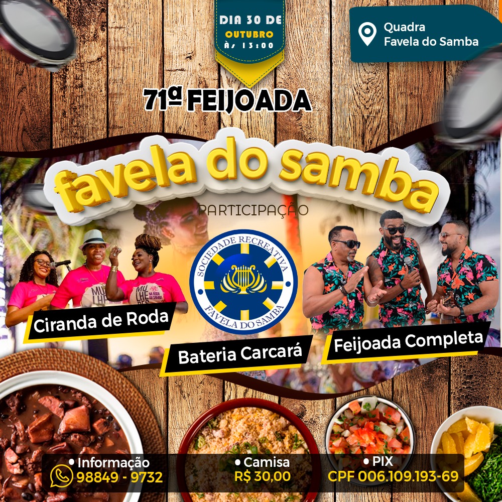 FAVELA COMPLETA 70 ANOS COM A&nbsp;PROGRAMAÇÃO