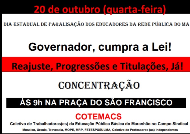 Professores da rede estadual anunciam paralisação nesta quarta-feira,&nbsp;20