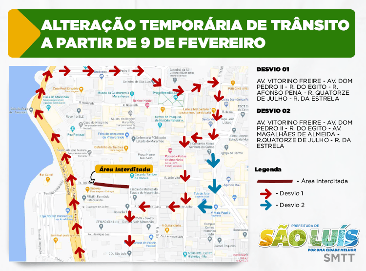 SMTT suspende acesso à Rua da Estrela por conta de obras no&nbsp;Reviver