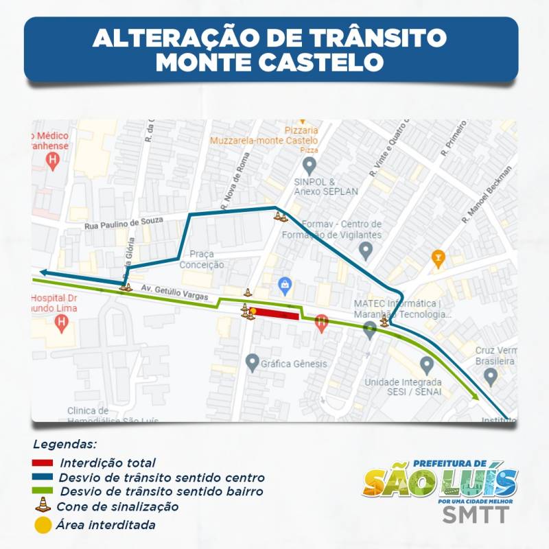 SMTT realiza segunda etapa de alteração do trânsito no Monte&nbsp;Castelo