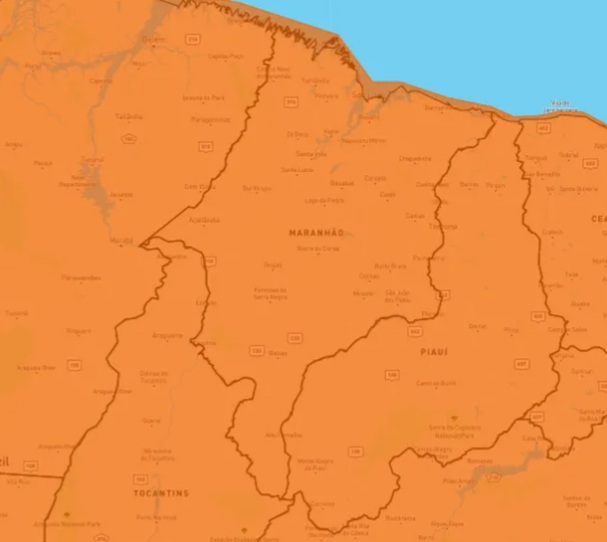 Inmet emite alerta laranja de chuvas intensas com ventos de até 100 km/h para todo o&nbsp;Maranhão