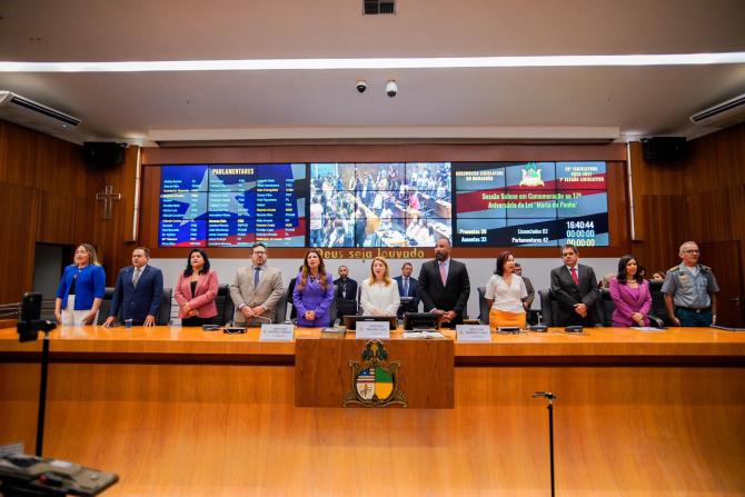 Assembleia Legislativa homenageia os 17 anos da Lei Maria da Penha em sessão&nbsp;solene