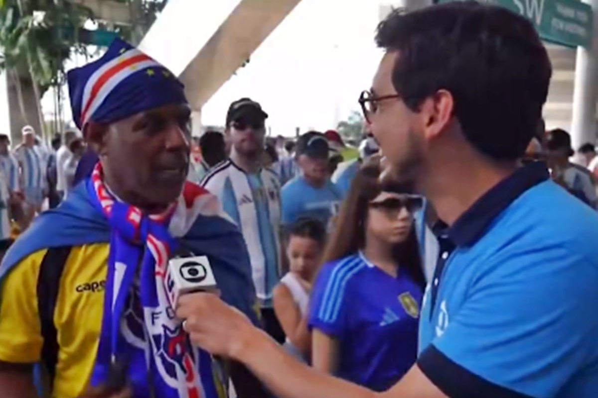 Sem saber, repórter entrevista pai de Vozinha, do Cabo Verde. Vídeo
